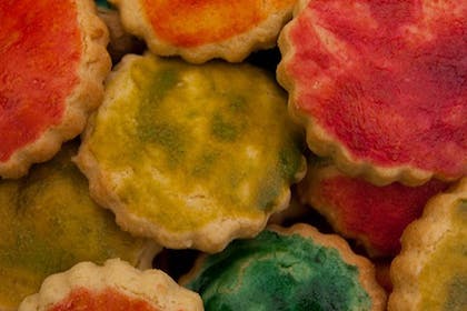 Colourful painted biscuits