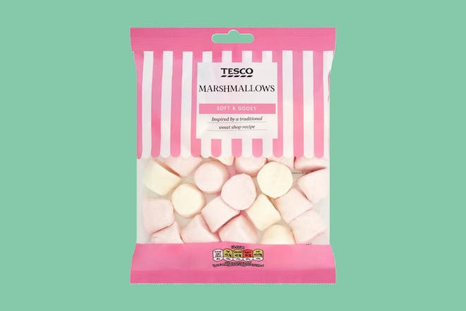 A sharing bag of Marshmallows on a teal background