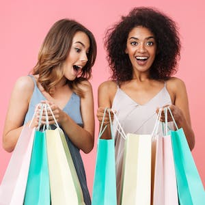 two women with shopping bags 